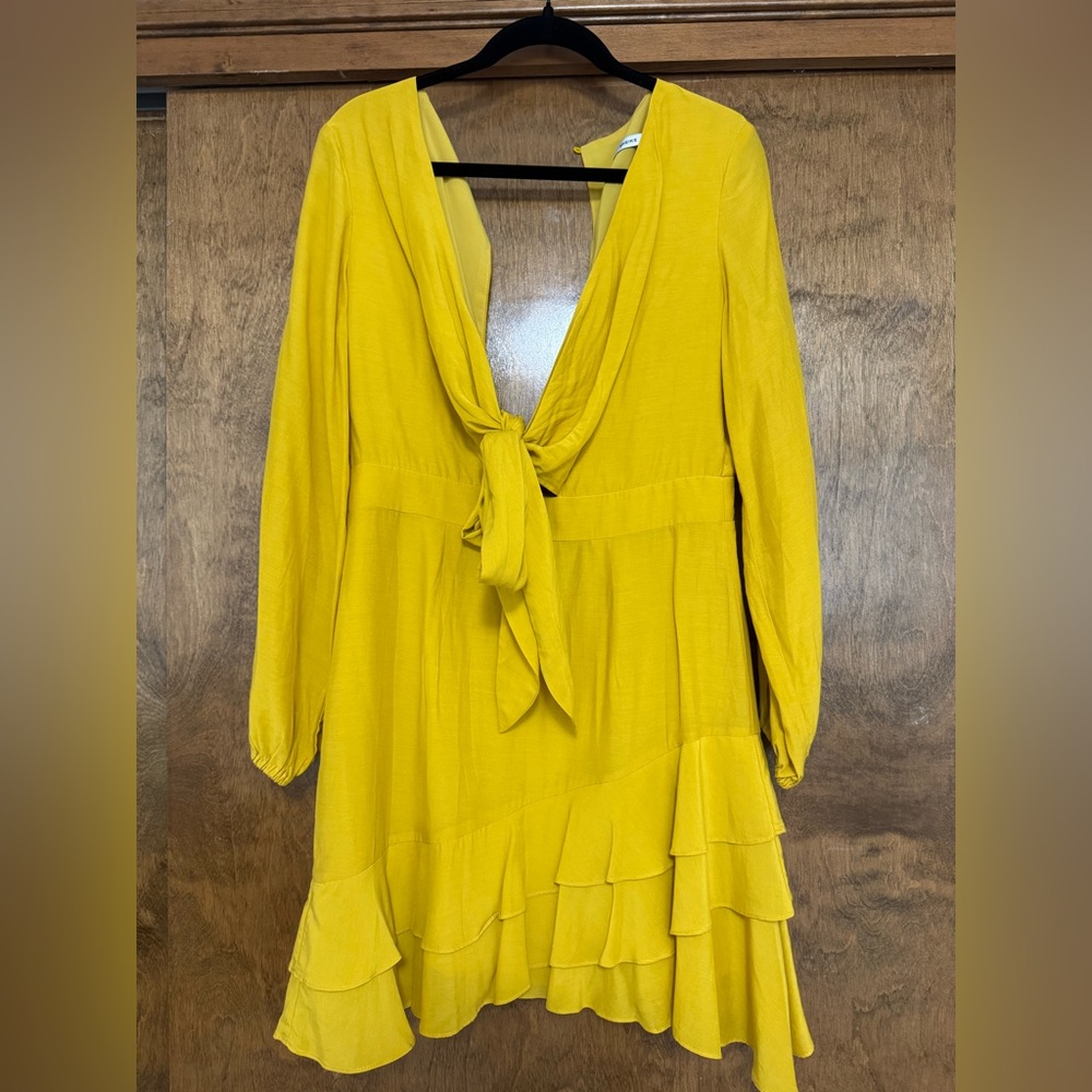 Sheike Yellow Ruffled Tie Front Sundress